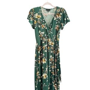 Fortune & Ivy Elegant Floral Midi Dress in Green